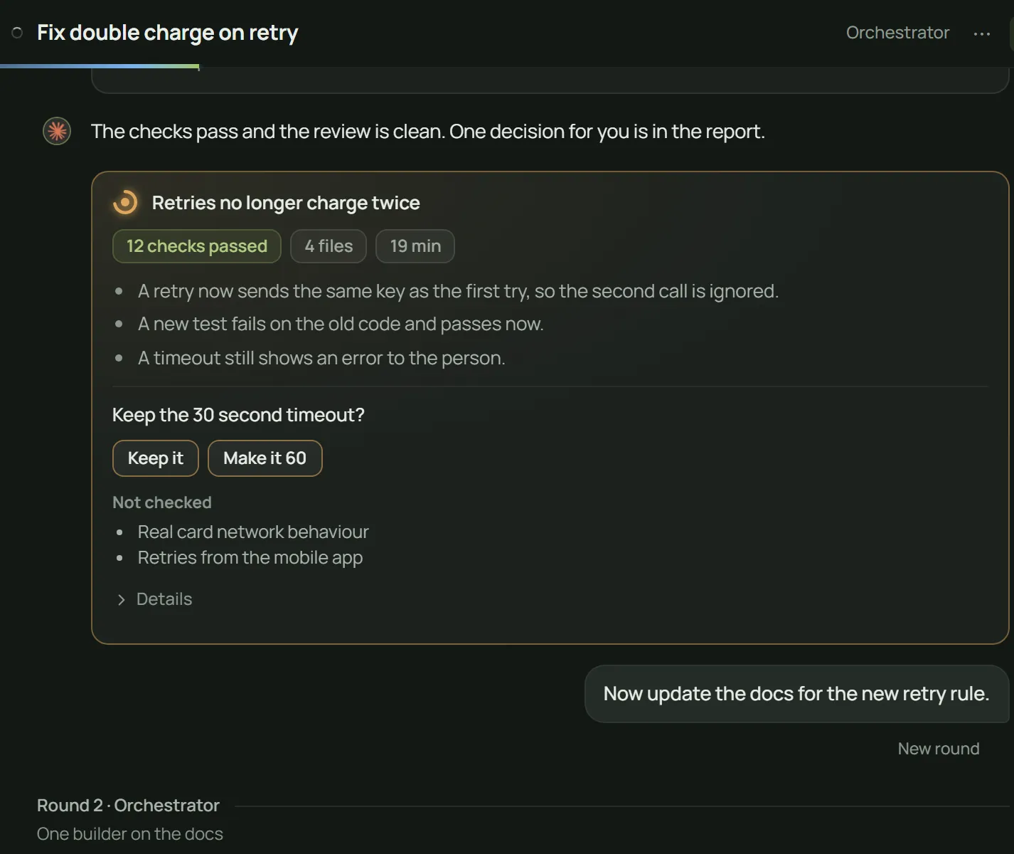 A Task in its second round, with the first round’s report and one question for you.